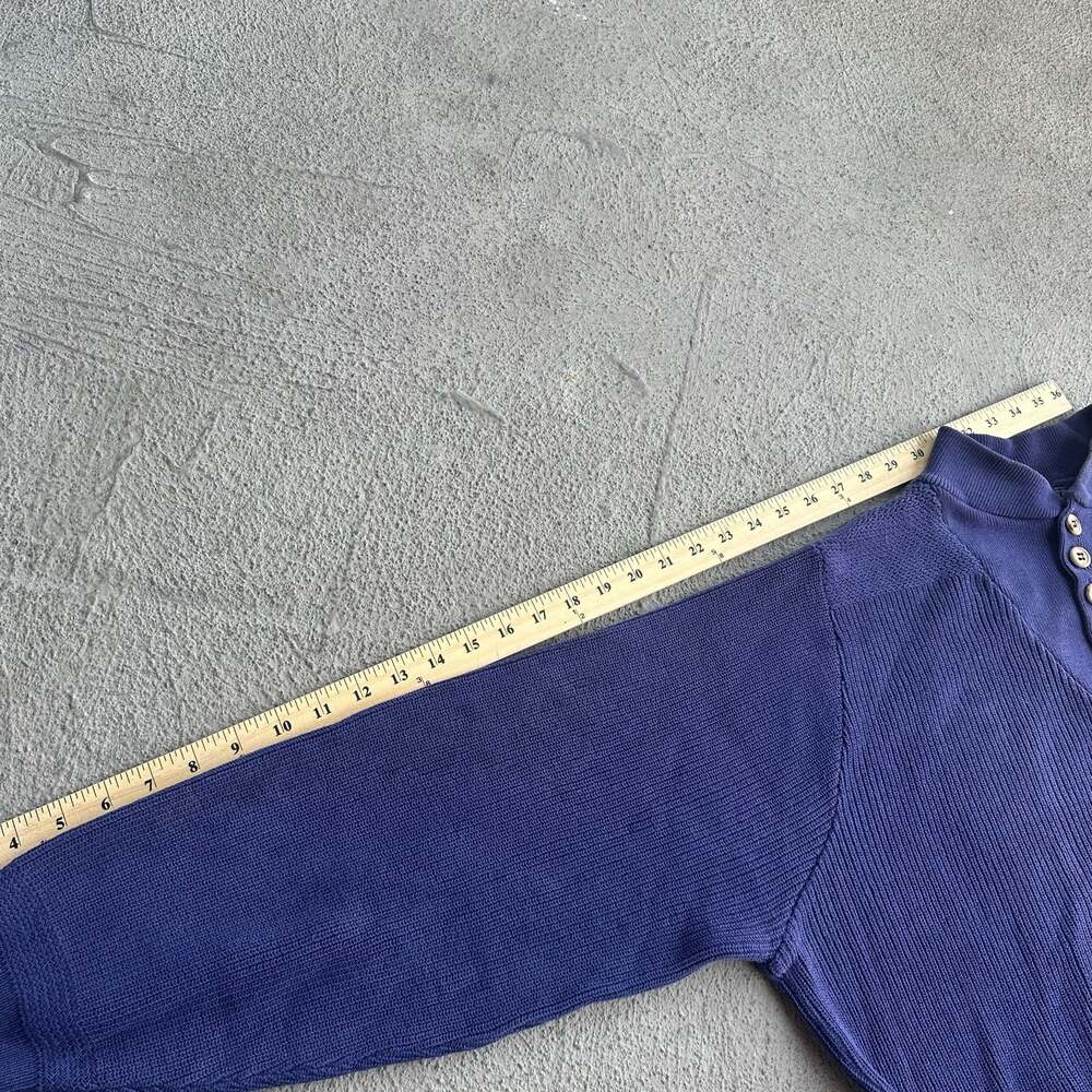 Vintage Lands' End Men's Heavyweight 100% Cotton Henley Fisherman Sweater - Picture 5 of 6